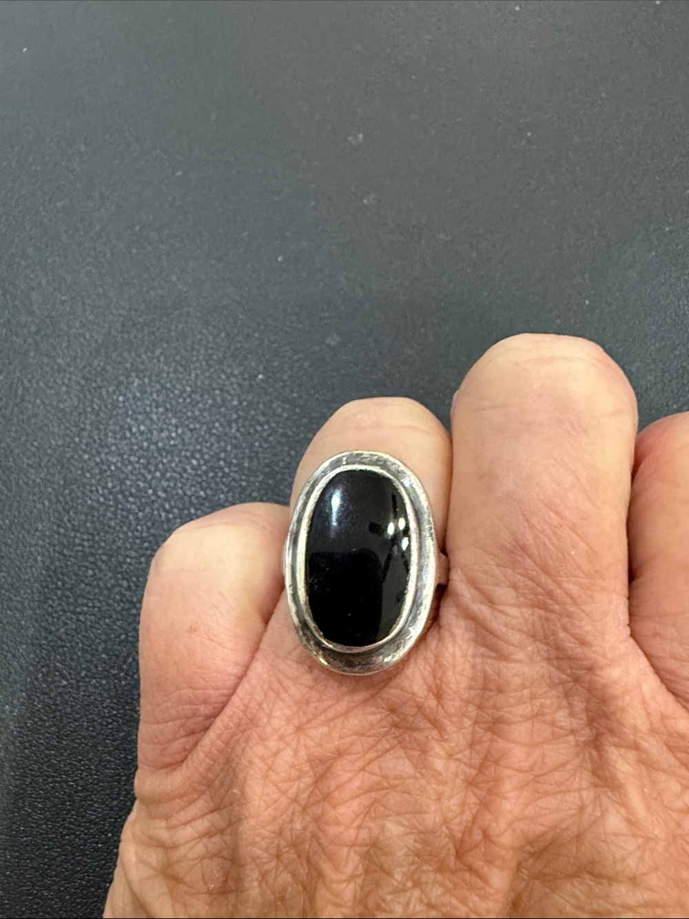 Sterling Silver Black Onyx Checkbook Ring
